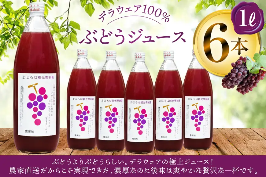 100% ぶどう ジュース 1L 6本 セット [まほろばかじゅ園 山形県 高畠町 tk06bim610000]