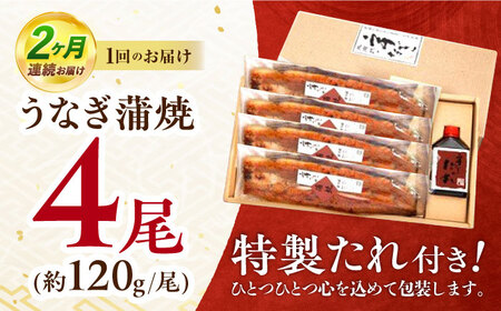 【2回定期便】『北御門』うなぎ蒲焼4尾入り / 特上 うなぎ 鰻 ウナギ 蒲焼 蒲焼き かばやき うな重 ひつまぶし 冷凍 / 諫早市 / 諫早観光物産コンベンション協会[AHAB051]
