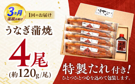 【3回定期便】『北御門』うなぎ蒲焼4尾入り / 特上 うなぎ 鰻 ウナギ 蒲焼 蒲焼き かばやき うな重 ひつまぶし 冷凍 / 諫早市 / 諫早観光物産コンベンション協会[AHAB052]