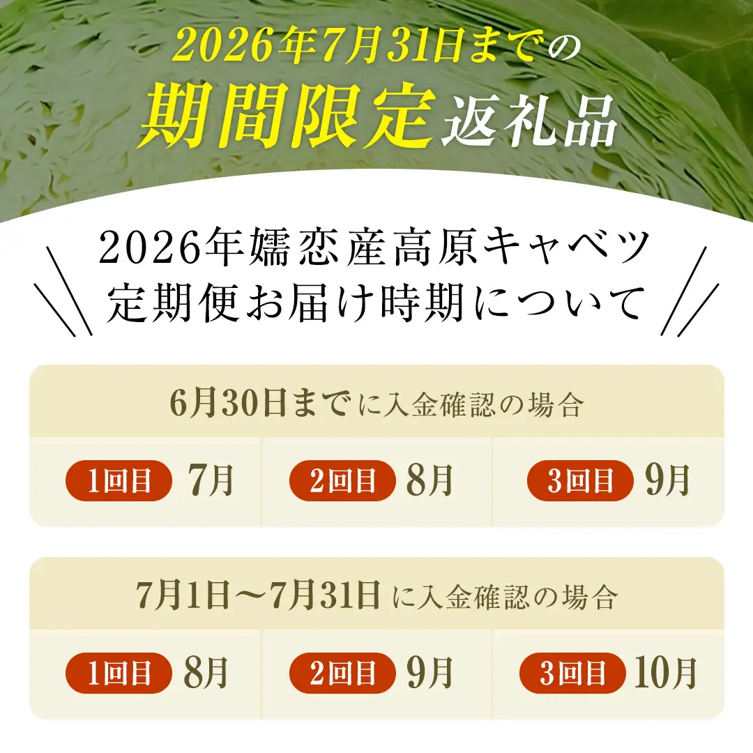 ＜レビューキャンペーン開催中＞【7月中旬以降発送開始】 【 定期便 】 嬬恋キャベツ 嬬恋産 高原キャベツ3玉1ケース 3ヶ月連続 定期便 [AS011tu]