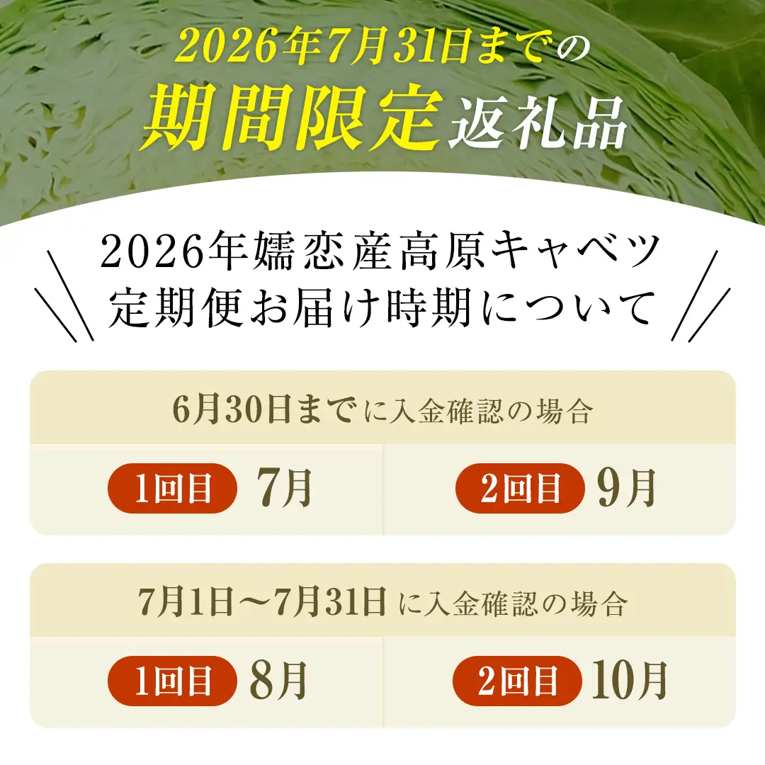 ＜レビューキャンペーン開催中＞【7月中旬以降発送開始】 【 定期便 】 嬬恋キャベツ 嬬恋産 高原キャベツ 3玉1ケース 隔月2回 定期便 [AS012tu]