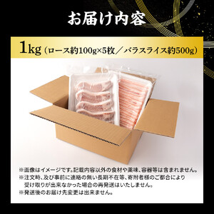 大町銀嶺豚ロース・バラセット(ロース約100ｇ×５枚＆バラスライス約500ｇ)｜ 豚肉 ぶた肉