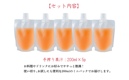濃厚な甘さ 手搾り不知火(しらぬい)果汁200ml×5p [保存料不使用10000円 ワンストップオンライン] TF0884-P00074