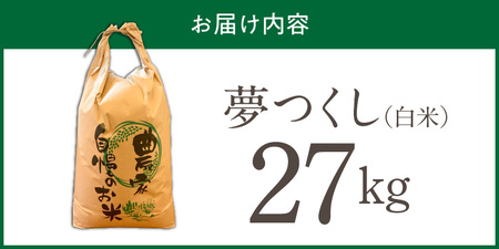 【2026年10月より順次発送】福岡県産ブランド米夢つくし 白米 27kg【令和8年産 新米】 _ 夢つくし 27kg 1回 福岡県産 久留米産 ブランド米 精米 品種 艷やか 光沢 やわらかい 食感 米 ご飯 白ご飯 おにぎり 弁当 食品 お取り寄せ 福岡県 久留米市 送料無料  〔Gr081〕