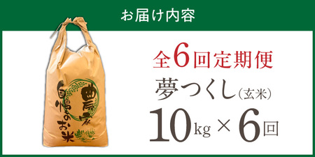 【定期便6回】【令和8年産 新米】福岡県産ブランド米夢つくし 玄米 10kg×6回 _  夢つくし 10kg 6回 定期便 福岡県産 久留米産 ブランド米 品種 艷やか 光沢 やわらかい 食感 米 ご飯 おにぎり 弁当 食品 お取り寄せ 福岡県 久留米市 送料無料  〔Tk108-06〕