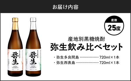 産地別黒糖焼酎 選べる 弥生飲み比べ セット 720ml 2本入り（ 弥生多良間島 25度 ＆ 弥生西表島 25度 ） A185-033-06 黒糖焼酎 焼酎 酒 お酒 アルコール 黒糖 本格焼酎 弥生 飲み比べ 多良間島 西表島 ロック 水割り お湯割り 美味しい 川崎商店 ふるさと納税 鹿児島 奄美市 おすすめ ランキング プレゼント ギフト