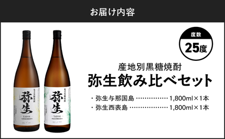 産地別黒糖焼酎 選べる 弥生飲み比べ セット 1800ml 2本入り（ 弥生与那国島 25度 ＆ 弥生西表島 25度 ） A185-034-05 黒糖焼酎 焼酎 酒 お酒 アルコール 黒糖 本格焼酎 弥生 飲み比べ 与那国島 西表島 ロック 水割り お湯割り 美味しい 川崎商店 ふるさと納税 鹿児島 奄美市 おすすめ ランキング プレゼント ギフト
