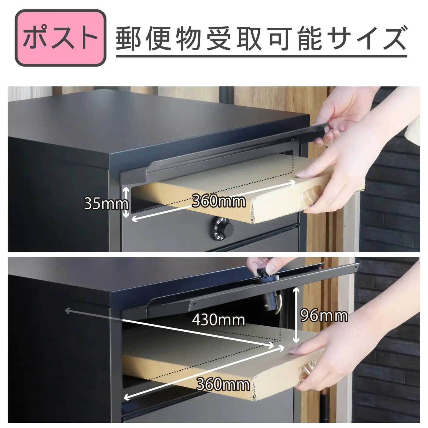 ポスト一体型 二段宅配ボックス レシーボ 鍵付き 戸建住宅用 防雨 防水 屋外 要組立 日本製 TRP2-4583(BK/AGY) グリーンライフ