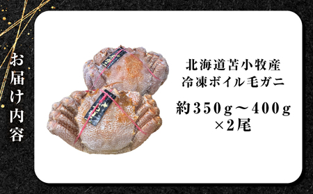北海道苫小牧産 冷凍ボイル毛ガニ（350g～400g 2尾入） T020-008 魚介類 かに