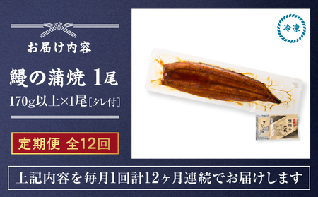 【 全12回 定期便 】 鰻 の 蒲焼 1尾（170g×1） KN026-T05 うなぎ 惣菜 総菜 魚