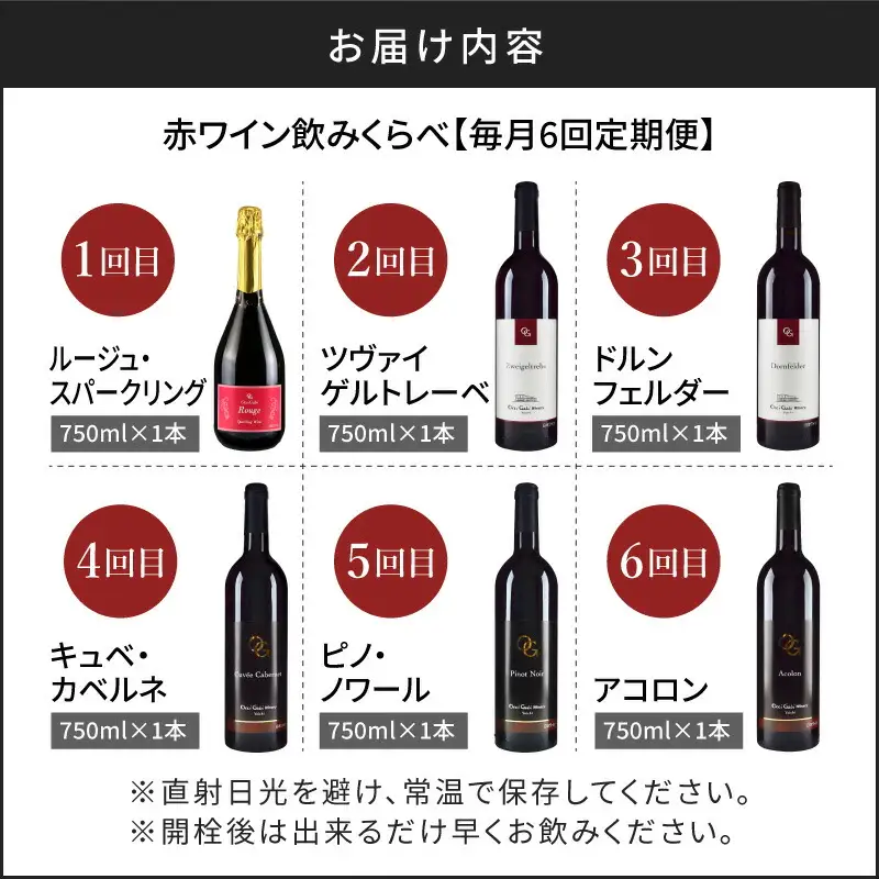 【定期便6回】【OcciGabi Winery】赤ワイン飲みくらべ定期便 OcciGabi Winery 赤ワイン 定期便 1本×6ヶ月【ワイン】_Y012-0113