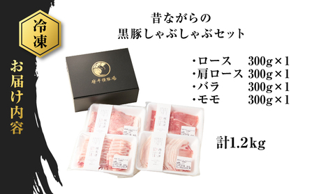 昔ながらの 黒豚 しゃぶしゃぶ セット 1.2kg＜ ロース 、肩ロース 、バラ 、モモ ＞ K125-006 豚 豚肉