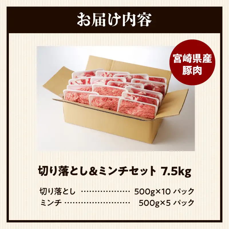 豚肉 切り落とし 豚肉[宮崎県産 ミンチ セット 7.5kg 500g×15P]