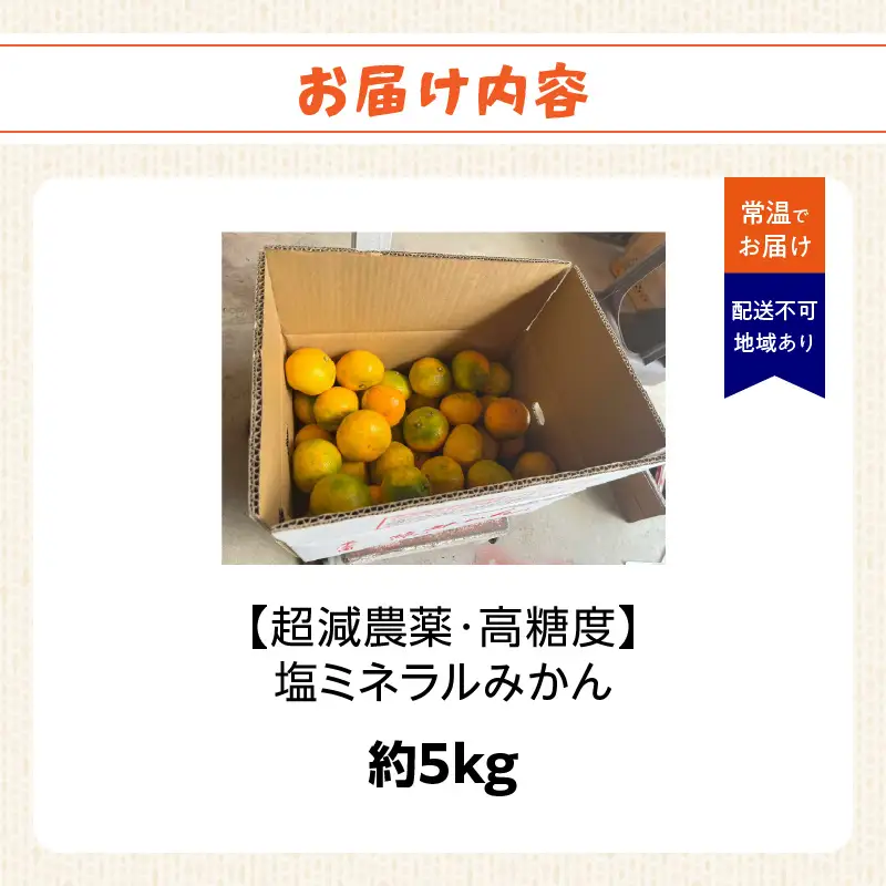 【超減農薬・高糖度】塩ミネラルみかん 約5kg ＜配送不可：北海道・沖縄・離島＞ みかん ミカン 蜜柑 フルーツ 美味しい 超減農薬 福岡県 八女市 072-340