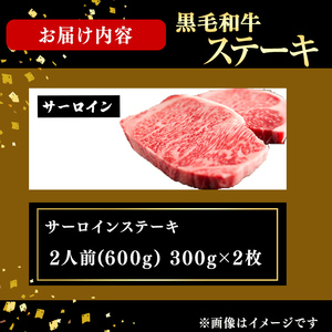 鹿児島県産黒毛和牛厚切りサーロインステーキ(2人前600g/300g×2枚) 黒毛和牛 和牛 ステーキ 厚切り 霜降り 牛肉 国産 サーロイン 日本一 人気 贈答 冷凍 e0-058