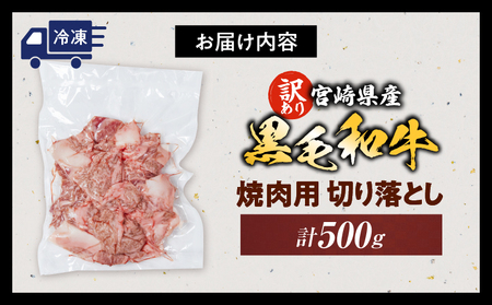 数量限定 訳あり 宮崎県産 黒毛和牛 焼肉用 切り落とし 計500g_BB164-25