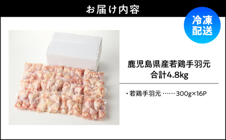 鹿児島県産 若鶏 手羽元 4.8kg セット KN165-005-01 肉 鶏肉 冷凍