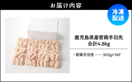 鹿児島県産 若鶏 手羽先 4.8kg セット KN165-006-01 肉 鶏肉 冷凍