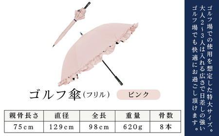 ロサブラン [ピンク] 【日傘】ゴルフ シングルフリル【75cm】[ネイビー/ピンク] 