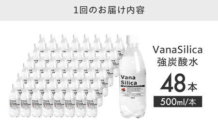 【全3回定期便】【2ヵ月に1回お届け】VanaSilica（バナシリカ）富士山のバナジウム＆シリカ 強炭酸水 500ml 24本 2箱（計48本）炭酸 強炭酸 炭酸水 大阪府高槻市/クリックル株式会社[AOEH043]
