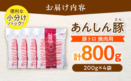 あんしん豚 豚肉 豚トロ 焼肉用 800g （200g × 4袋） / 豚肉 希少部位 小分け 冷凍 焼肉 豚トロ 白川町 / 藤井ファーム[AWAF063]