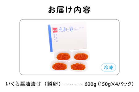 〈6月配送〉いくら 醤油漬（鱒卵）150g×4P入（600g） R001-022-06