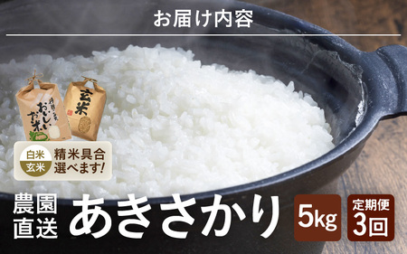 先行予約 令和8年産 新米 (白米) 定期便 3ヶ月連続お届け あきさかり 5kg × 3回 計15kg ブランド米 米 2026年10月上旬以降順次発送 [C-8967_01]