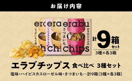 erabu chips 食べ比べ 9箱（ 3種×各3箱 ） セット C068-004-09 ポテトチップス 菓子 お菓子 アレルゲンフリー