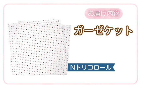 ガーゼケット（Nトリコロール） _ ガーゼケット ベビーケット トリコロール 二重ガーゼ 吸水性 通気性 冬温かい 綿100％ 日本製 赤ちゃんの城 ベビー用品 ベビー 赤ちゃん 新生児 子供 男の子 女の子 出産祝い 贈り物 福岡県 久留米市 送料無料  〔Ss013-3〕