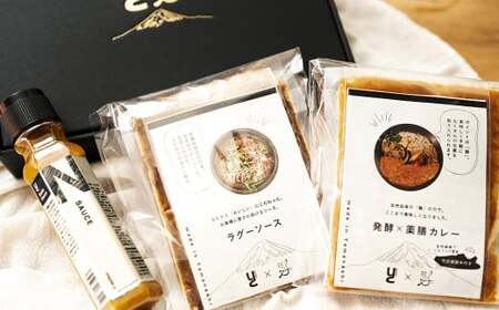 満喫ギフトボックス 発酵×薬膳カレー・竹炭雑穀米・発酵牛すじのラグーパスタソース・Natto Sauce 合計1kg （200g×5） カレー カレーライス 雑穀米 ご飯 パスタソース ソース  納豆 ドレッシング 惣菜 調味料 冷凍