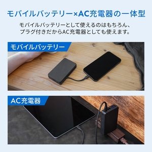Owltech(オウルテック)準固体電池採用 USB Type-Cケーブル一体型 デジタル表示搭載 5000mAh PD45W対応 ACモバイルバッテリー OWL-LPBAC5003-WH  ホワイト【 神奈川県 海老名市 】