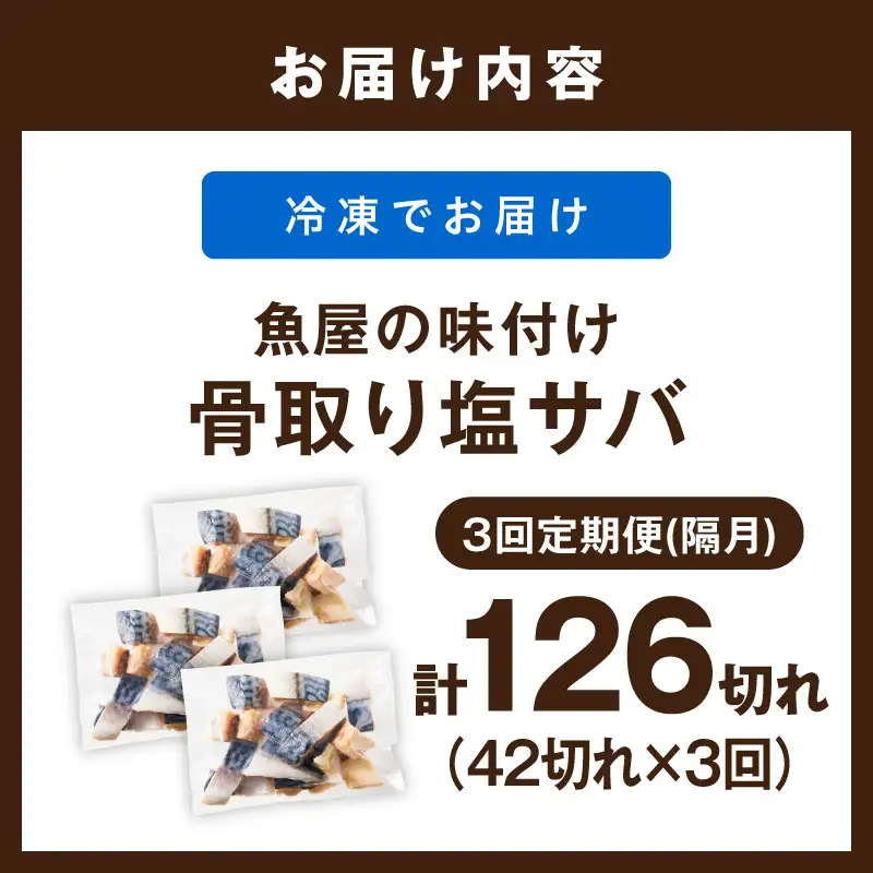 【訳あり】 さば 骨取り塩サバ 定期便（42切れ×3回）鯖
