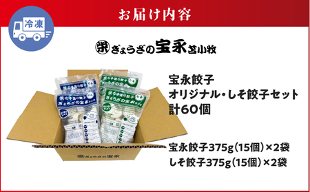 ぎょうざ の 宝永 しそ餃子セット（ 宝永餃子 15個入×2袋 ＆ しそ餃子 15個入×2袋 ）合計1.5kg T004-004 惣菜 総菜 ギョウザ 餃子 