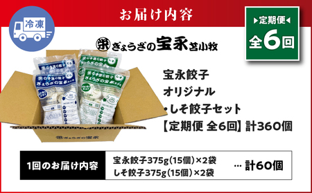 【 全6回定期便（毎月）】ぎょうざ の 宝永 しそ餃子セット（ 宝永餃子 15個入×2袋＆ しそ餃子 15個入×2袋 ）合計1.5kg T004-T04-04 惣菜 総菜 ギョウザ 餃子 