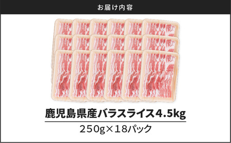 鹿児島県産豚バラスライス 4.5kg（250g×18P） K002-033_04 豚肉 豚バラ しゃぶしゃぶ