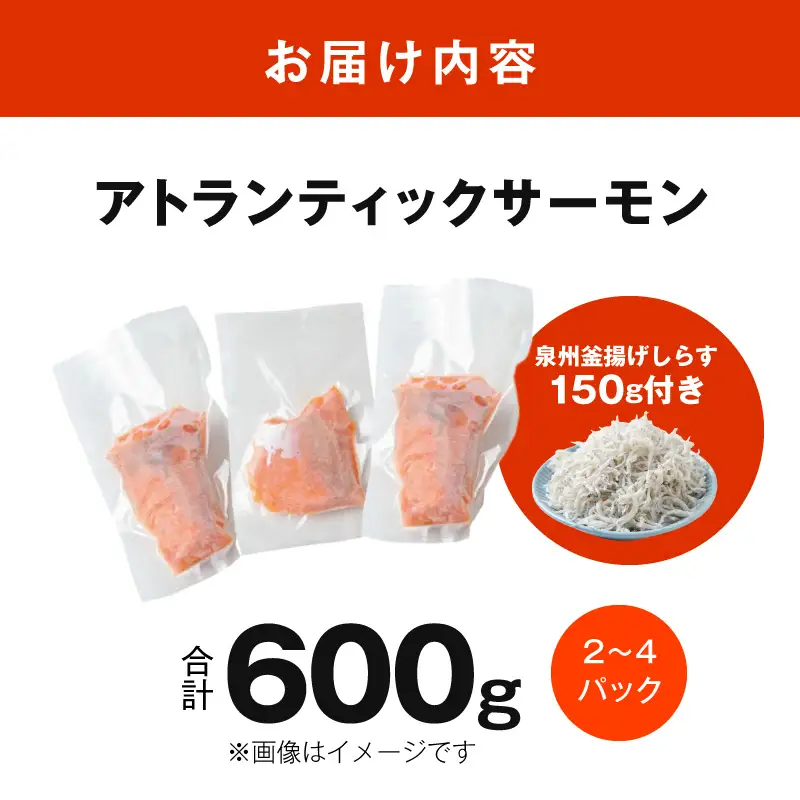 アトランティックサーモン 600g+おまけしらす150g