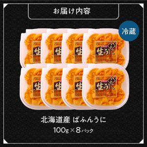 【先行受付】《北海道産》バフンウニ 塩水 100g×8パック＜札幌カネシン水産＞ | ウニ丼 無添加 北海道 札幌市