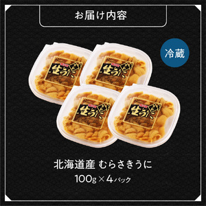 《北海道産》ムラサキウニ 塩水 100g ×4パック＜札幌カネシン水産＞ | ウニ丼 無添加 北海道 札幌市