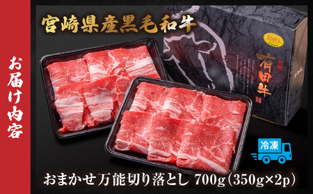和牛おまかせ万能切落し700g|黒毛和牛 和牛 国産牛 牛肉 切り落とし 切落し 切り落し 霜降り 霜降り肉 赤身 混在 おまかせ肉 万能肉 家庭用 大容量 700g 小分け 350g 冷凍 有田牧場 エモ―牛 生産者直送 ブランド牛 受賞牛 品評会受賞 ワールドステーキチャレンジ 生産者部門 最優秀賞 宮崎県 高千穂町 ふるさと納税 返礼品|_Tk055-001