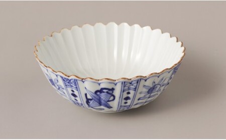 有田焼 芙蓉紋 菊割 中ボウル【鷹巣瑞光堂】食器 器 うつわ 鉢 盛鉢 ボウル サラダボウル 染付 手描き 35000円 A35-686