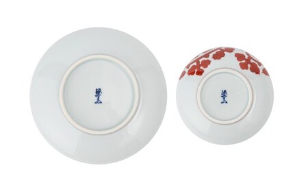 有田焼 赤絵唐草文 組皿 お皿と取鉢のセット【源右衛門窯】器 食器 うつわ 和食器 皿 スープ 鉢 小鉢 ボウル スープ碗 汁碗 染付 機能美 古伊万里 伝紋文様 唐草 からくさ 手描き 多用鉢 お皿 セット A45-389