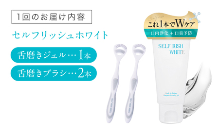 【全6回定期便】 セルフリッシュホワイト 舌磨きジェル ミントフレーバー風味 1本(100g) ＆ 舌磨きブラシ 2本 愛媛県大洲市/Gross Mountain合同会社 歯磨き粉 歯ブラシ 舌磨き ホワイトニング 歯周病 ジェル 口臭予防 オーラルケア[AGCQ058]
