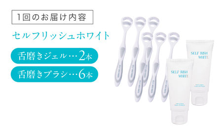 【全6回定期便】 セルフリッシュホワイト 舌磨きジェル ミントフレーバー風味 2本(100g) ＆ 舌磨きブラシ 6本 愛媛県大洲市/Gross Mountain合同会社 歯磨き粉 歯ブラシ 舌磨き ホワイトニング 歯周病 ジェル 口臭予防 オーラルケア[AGCQ064]