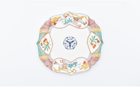 有田焼 錦松竹梅 輪花プレート【まるぶん】食器 器 うつわ 皿 大皿 盛皿 ディナー皿 プレート ワンプレート 輪花 40000円 A40-428