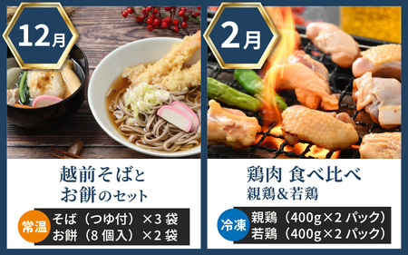 【越前おおの季節の恵み定期便 ６回コース】 プレミアムBコース（偶数月お届け）