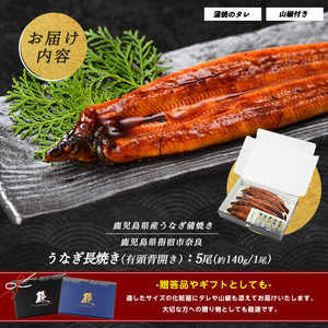 鹿児島産鰻蒲焼5尾 奈良 IB020-002 うなぎ うなぎ