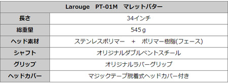 LAROUGE（ラルージュ） PT01Mマレット型パター  左打ち用