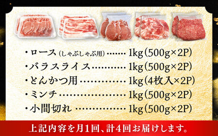 【全4回定期便】 瀬戸豚 生活応援セット 計5kg / 豚肉 豚バラ しゃぶしゃぶ ミンチ セット 小分け / 瀬戸市 / 関屋精肉店[BBBQ229]