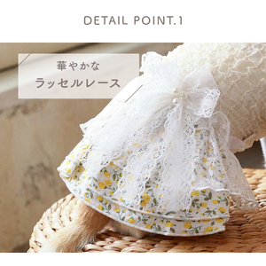 ふくれジャガードフラワーワンピース ベージュ  ドッグウェア 【ココアトワ(cocoAtoi)】 Ｓ