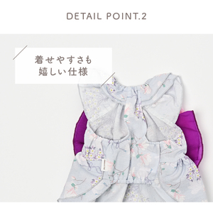 サンドレス浴衣 紫×ピンク 花扇 浴衣風 祭り 和風 夏 花柄 ドッグウェア 【ココアトワ(cocoAtoi)】 Ｌ